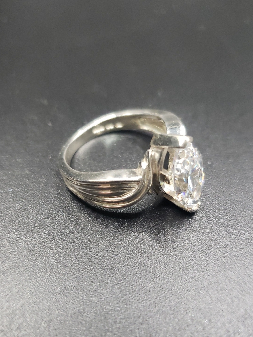 Sterling Silver Marquise Cut Diamonique Ring, Size 5 - Picture 3 of 5